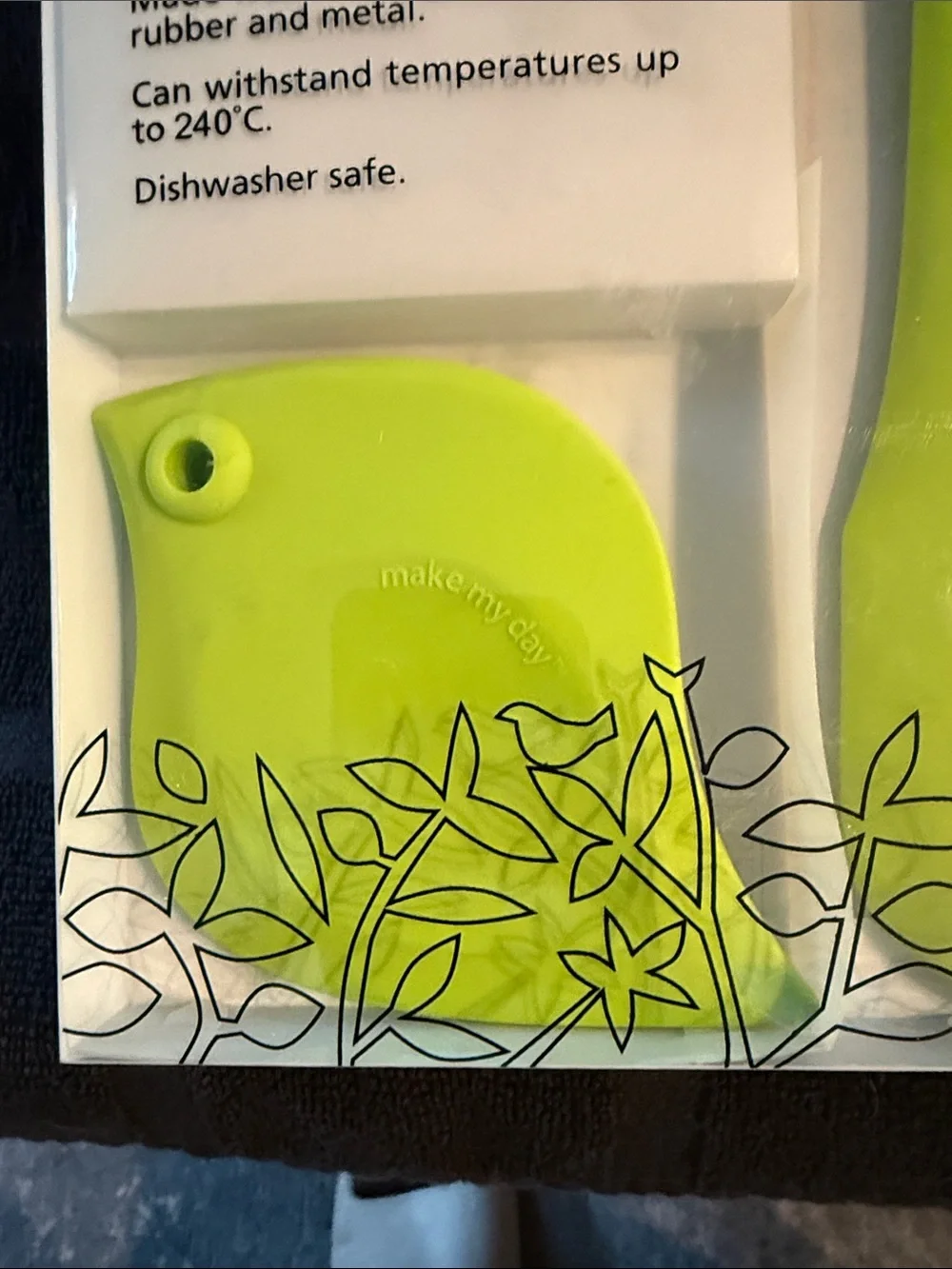 Make My Day Two Birds Lemon Green Silicone Spatula & Scraper Set